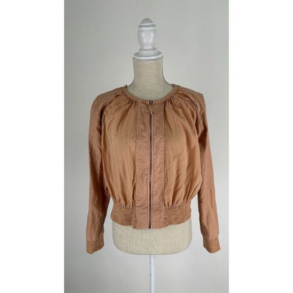 Hei Hei Womens Full Zip Lightweight Bomber Jacket Long Sleeve Size Small Tan - Picture 3 of 12